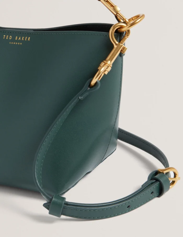 TED BAKER Plaited Handle Small Bucket Tote Bag Green - Image 3