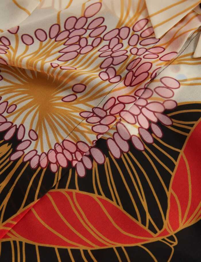 TED BAKER Nouveau Floral Semi-Sheer Longline Shirt Black - Image 3