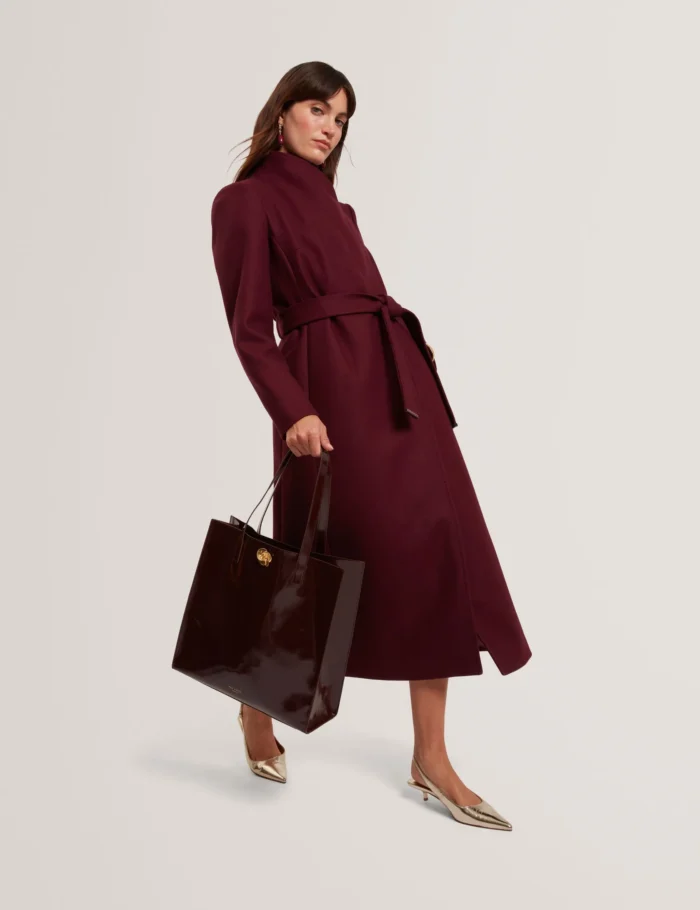 TED BAKER Large Rose Icon Tote Bag Wine - Image 4