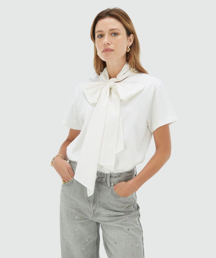 JOSH-V DARCY oversized top met strik Off white - Image 1