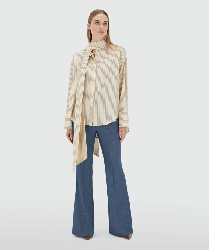 JOSH-V Hedy oversized blouse met strik  Ecru / red - Image 2