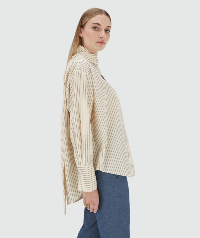 JOSH-V Hedy oversized blouse met strik  Ecru / red - Image 4