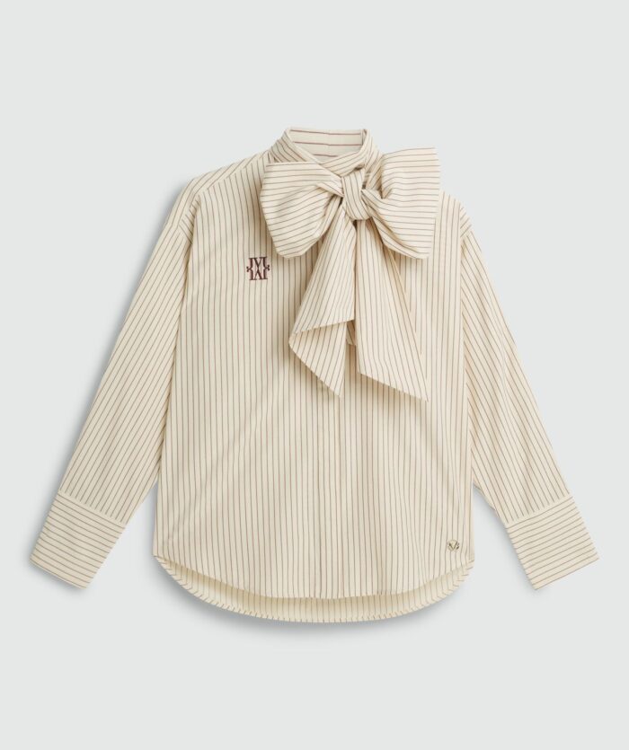 JOSH-V Hedy oversized blouse met strik  Ecru / red - Image 8