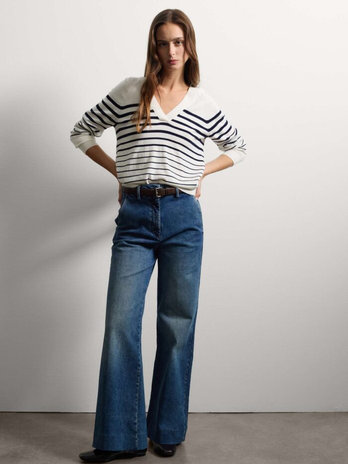 003567171_SL STEFANEL Wide-leg blue denim jeans Blue - Image 1