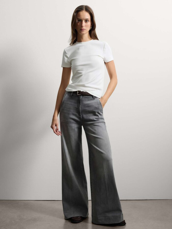 003567177_SL STEFANEL Wide leg denim jeans Grey - Image 1