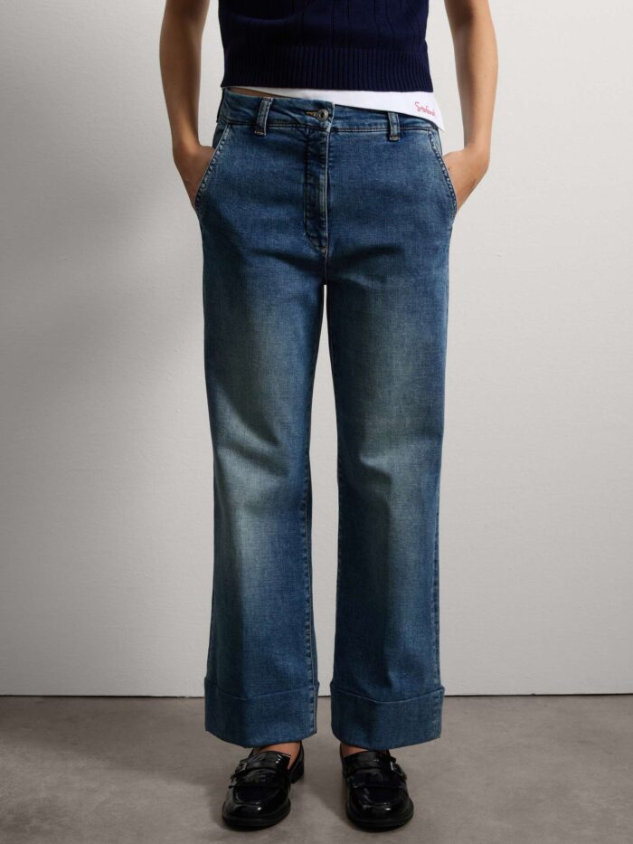 STEFANEL Wide leg blue denim jeans Blue - Image 2
