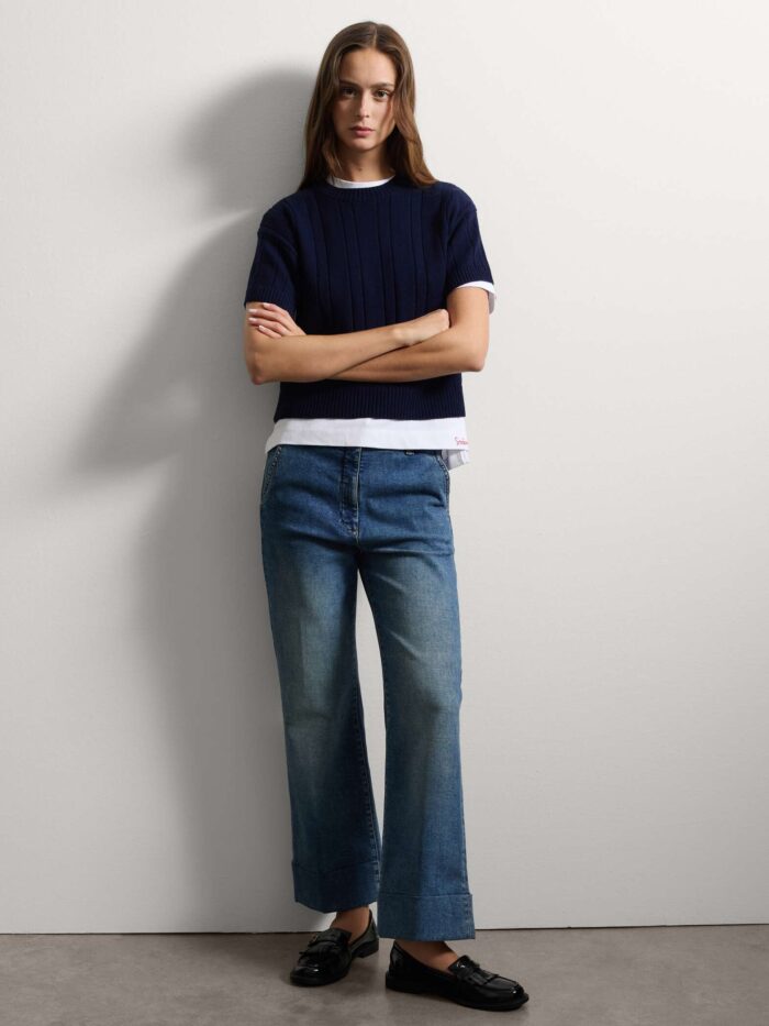 003567229_SL STEFANEL Wide leg blue denim jeans Blue - Image 1