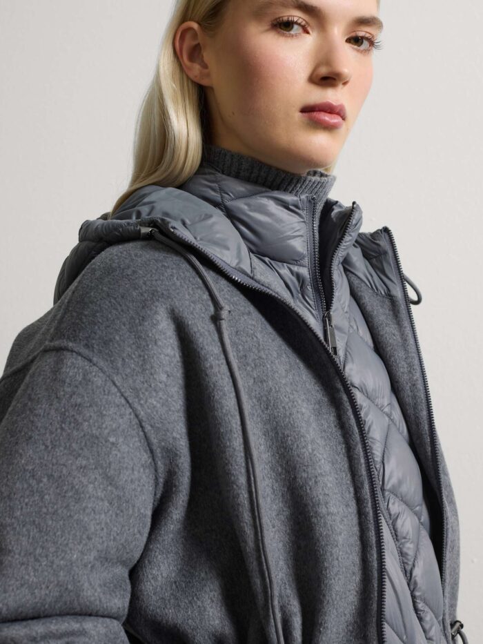 STEFANEL Regular fit wool blend padded jacket with zip Grey - Image 3