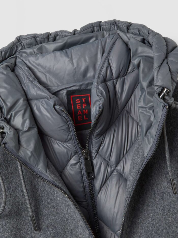STEFANEL Regular fit wool blend padded jacket with zip Grey - Image 4