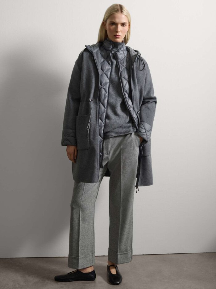 STEFANEL Regular fit wool blend padded jacket with zip Grey - Image 1