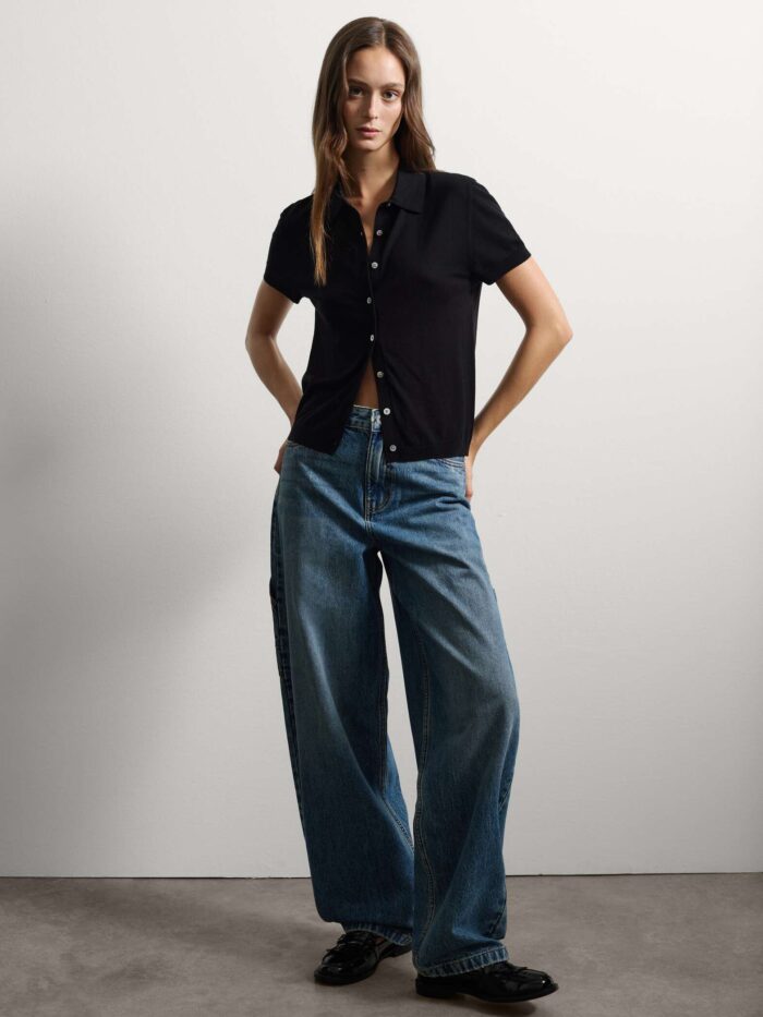 003568337_SL STEFANEL Pure cotton denim balloon trousers Blue jeans - Image 1