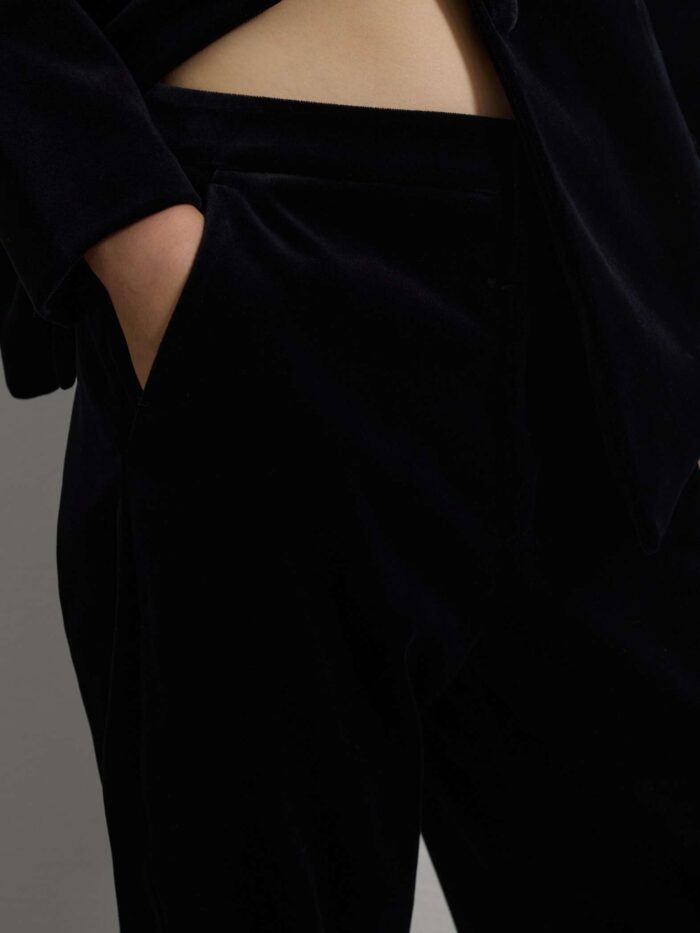 STEFANEL Regular fit pure cotton trousers Gunmetal black - Image 3