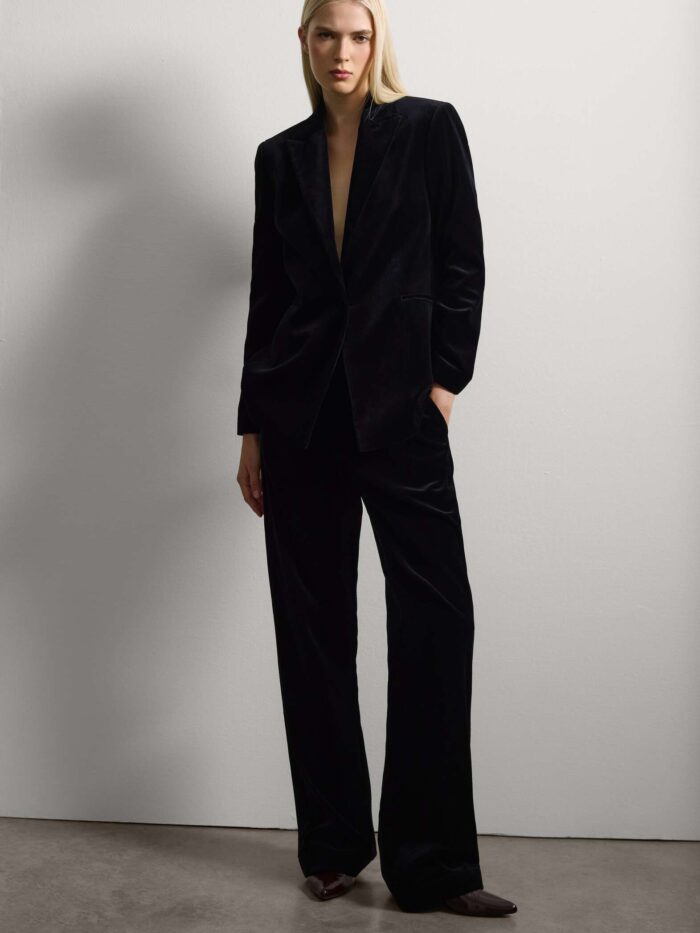 003568559_SL STEFANEL Regular fit pure cotton trousers Gunmetal black - Image 1