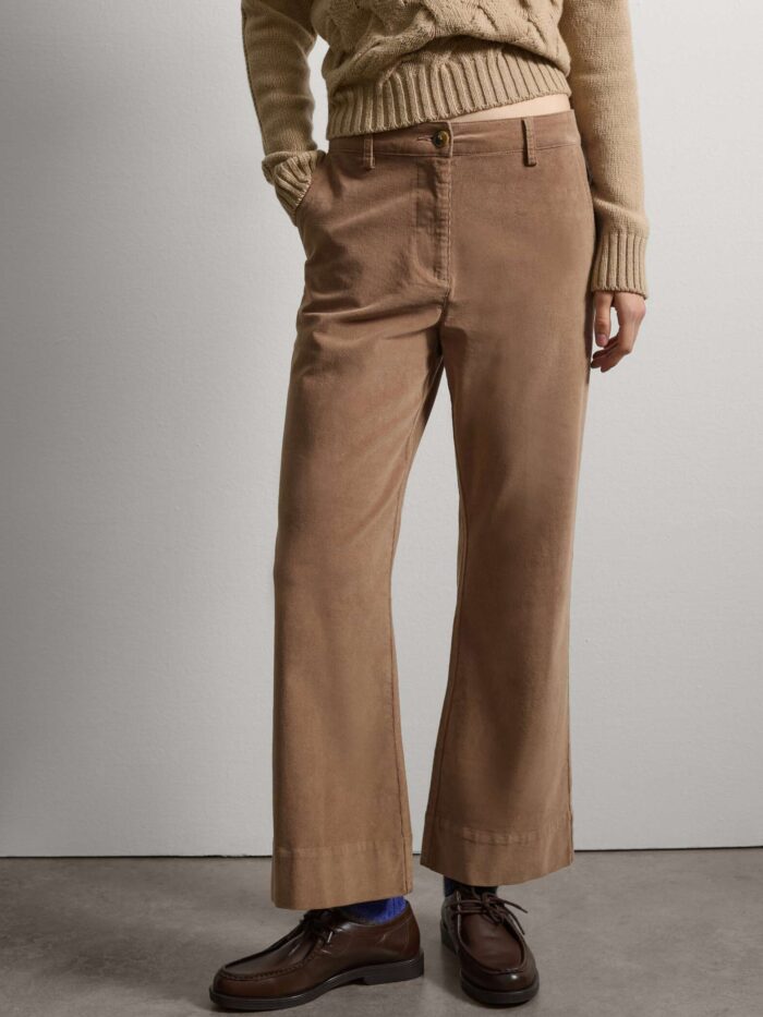 STEFANEL Flare Velvet Trousers Brown - Image 2