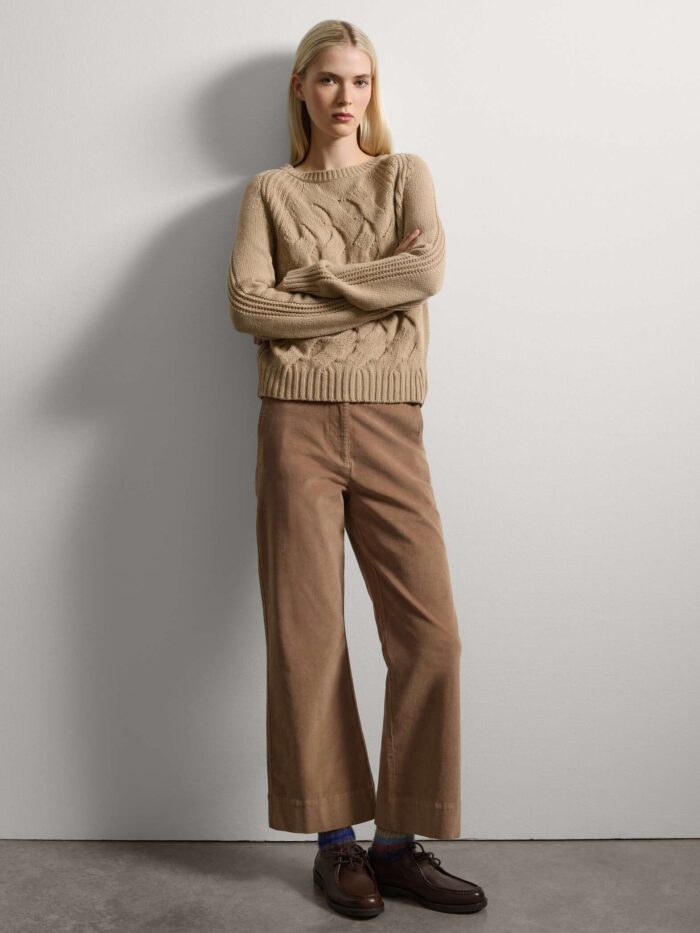 STEFANEL Flare Velvet Trousers Brown - Image 1