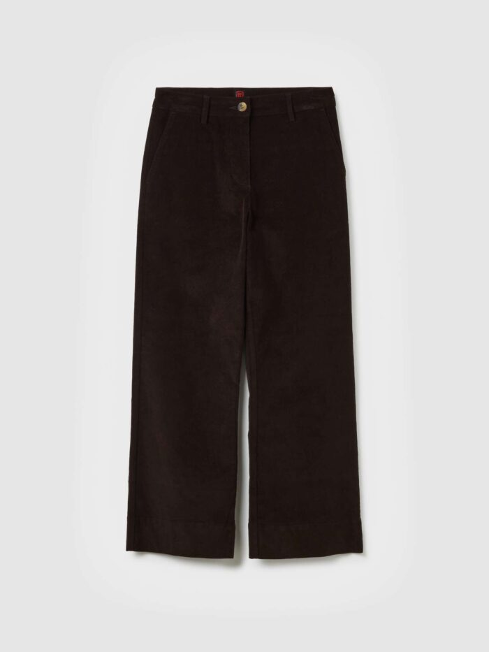 STEFANEL Flare Velvet Trousers Dark Brown - Image 3