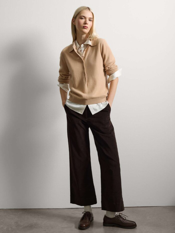 STEFANEL Flare Velvet Trousers Dark Brown - Image 1