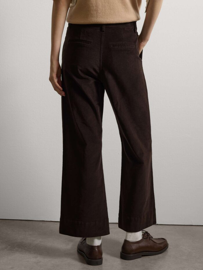 STEFANEL Flare Velvet Trousers Dark Brown - Image 4