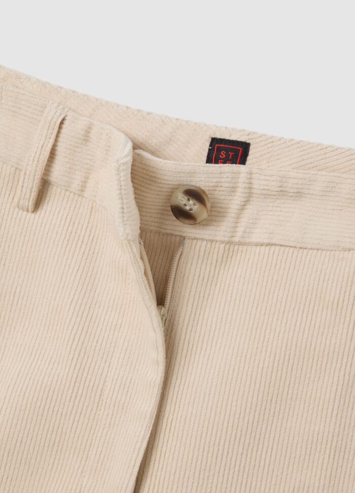 STEFANEL Stretch Cotton Flare Trousers Light Beige - Image 3