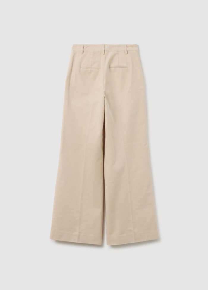 STEFANEL Stretch Cotton Flare Trousers Light Beige - Image 5