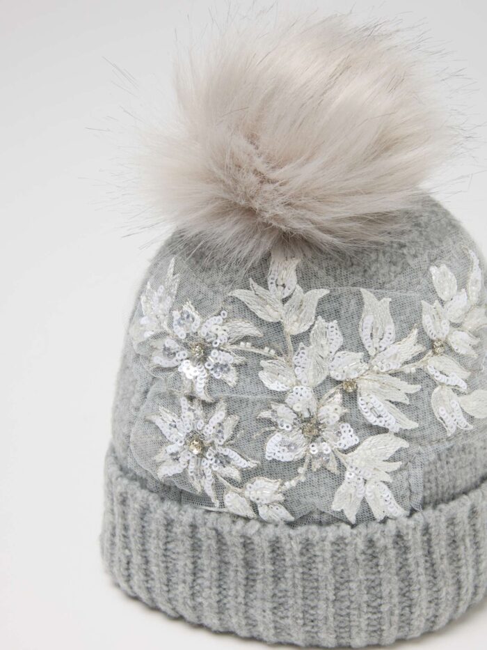 STEFANEL hat with pom pom Grey - Image 2