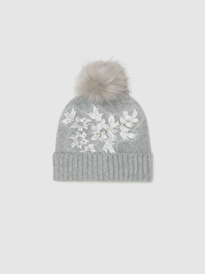 STEFANEL hat with pom pom Grey - Image 1