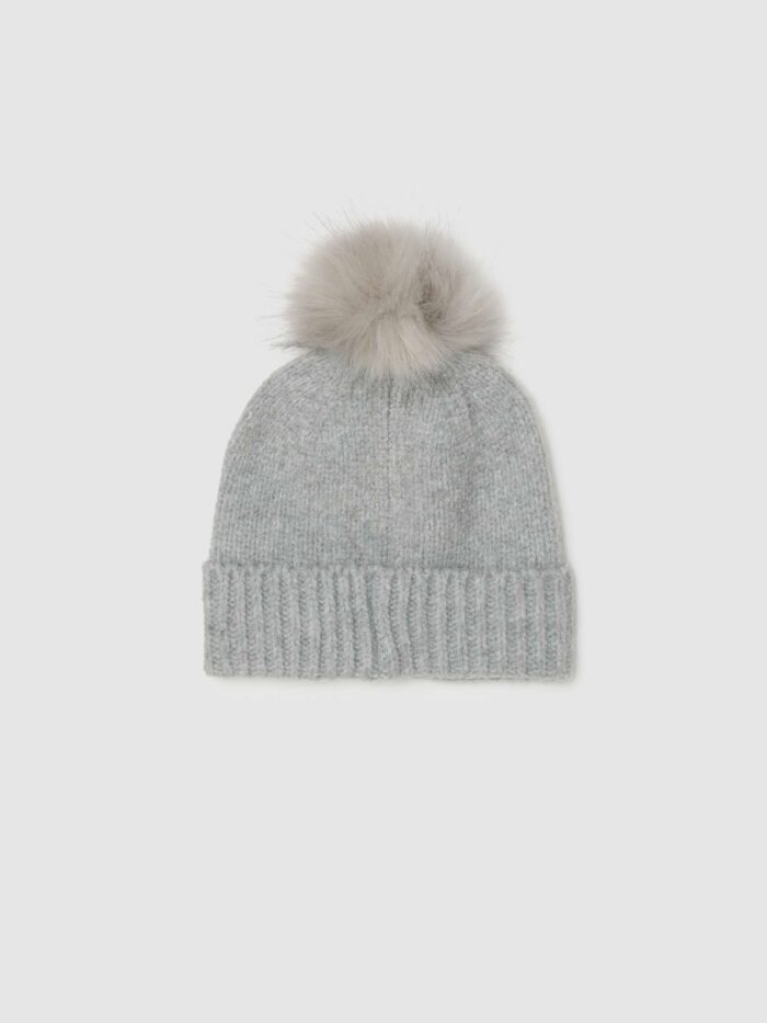 STEFANEL hat with pom pom Grey - Image 3