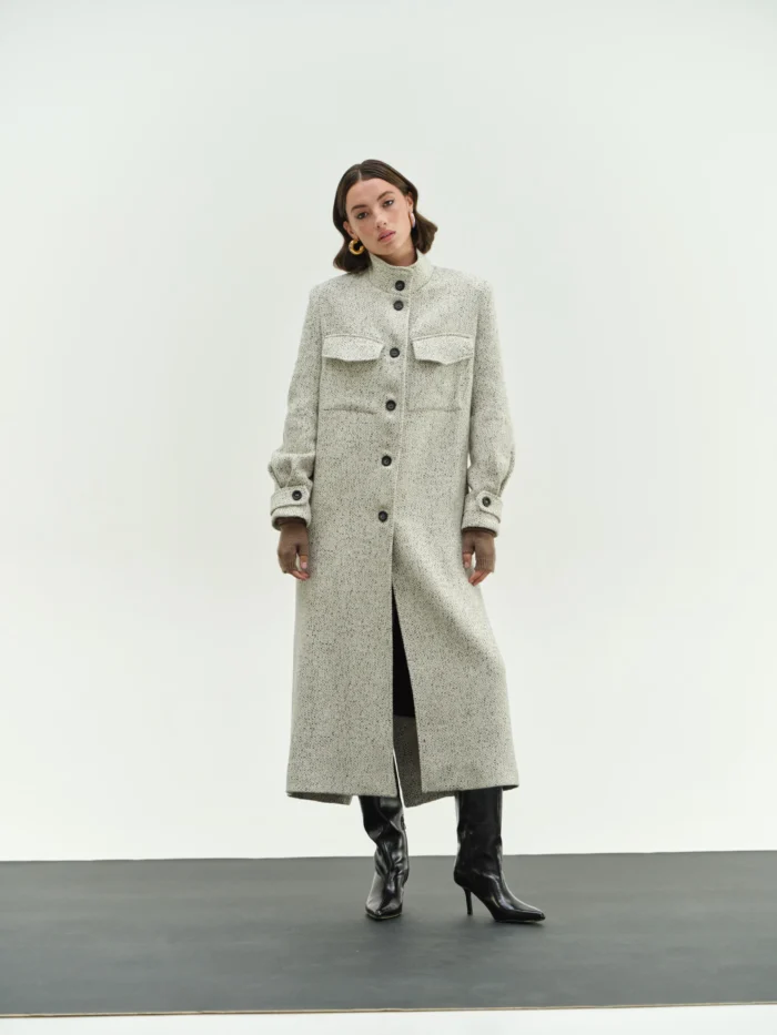 ChicardFW25-262102 CHICARD Coat tweed White - Image 1