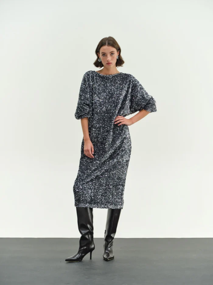 ChicardFW25-263139 CHICARD Sequin dress baggy Grey - Image 1