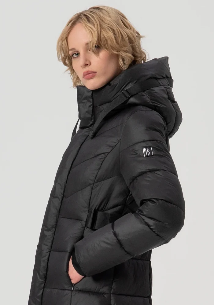 FRACOMINA Long padded jacket regular fit made in quilted nylon Black - Image 3