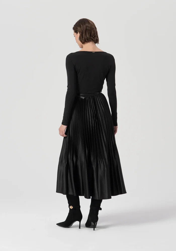 FRACOMINA Long dress regular fit made in mixed fabric Black - Image 3