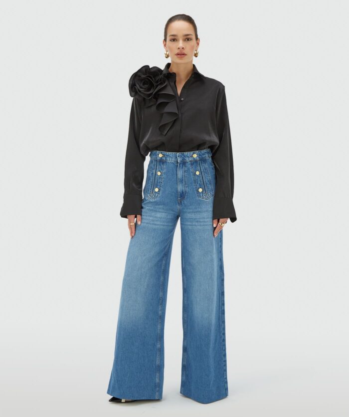 JOSH-V BRISA regular fit blouse in organza Black - Image 3