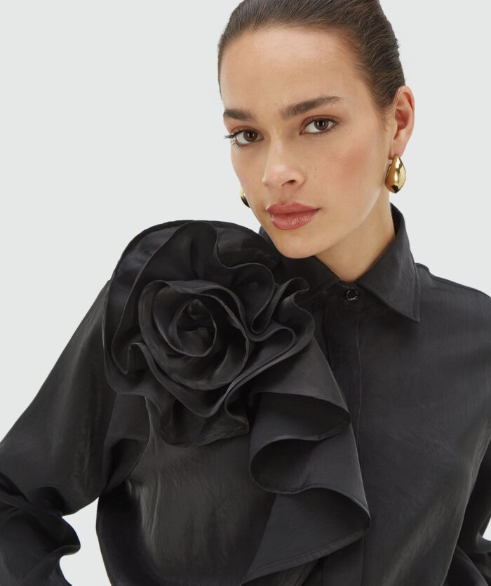 JOSH-V BRISA regular fit blouse in organza Black - Image 2