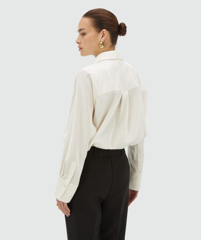 JOSH-V BRISA regular fit blouse in organza  Creme white - Image 4