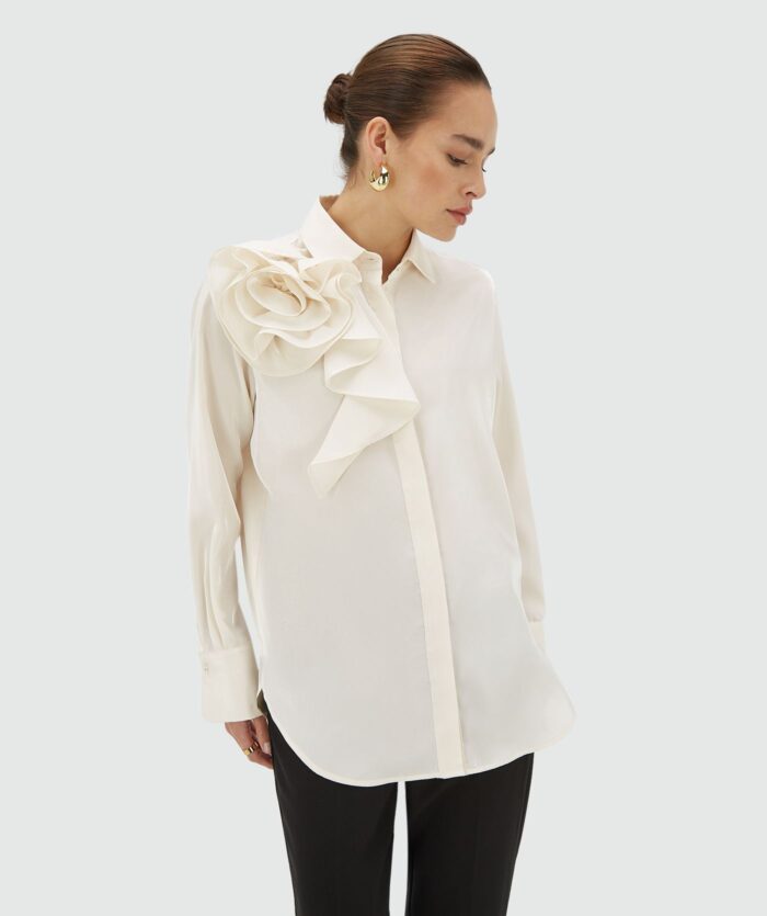 brisa_creme-white_jv-2511-0104-422_winter-25-drop-3_bm_103 JOSH-V BRISA regular fit blouse in organza Creme white - Image 1