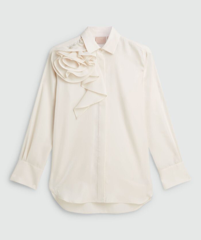 JOSH-V BRISA regular fit blouse in organza  Creme white - Image 6