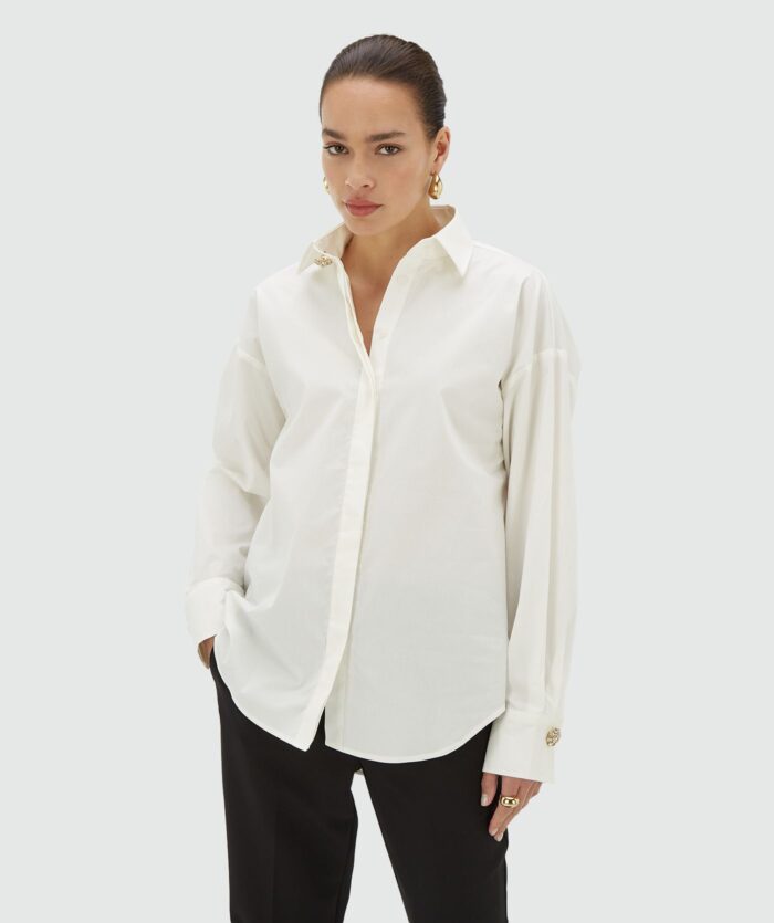 JOSH-V LAURI oversized blouse with open back Off white - Image 3