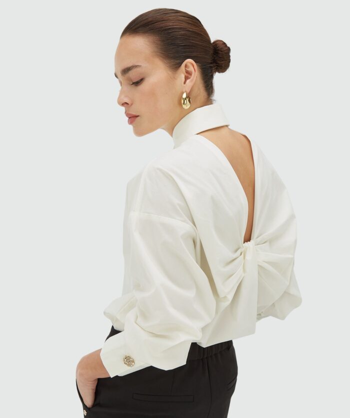 JOSH-V LAURI oversized blouse with open back Off white - Image 1
