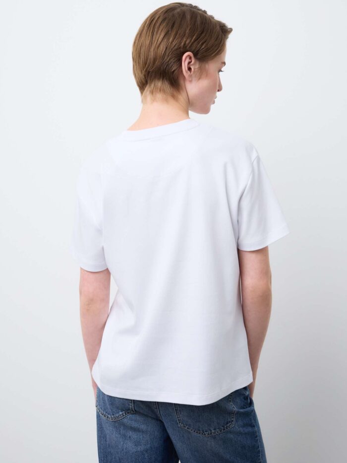 STEFANEL Regular fit pure cotton crew neck T-shirt White - Image 4