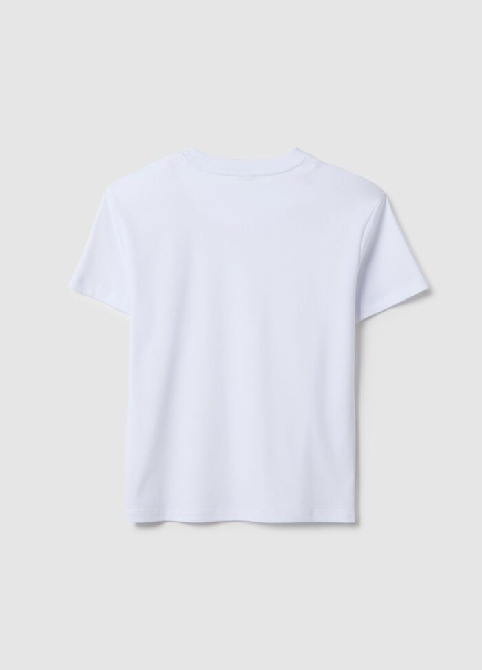 STEFANEL Regular fit pure cotton crew neck T-shirt White - Image 6