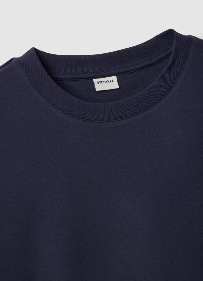STEFANEL Regular fit pure cotton crew neck T-shirt Blue - Image 7