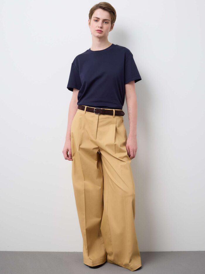 STEFANEL Regular fit pure cotton crew neck T-shirt Blue - Image 3