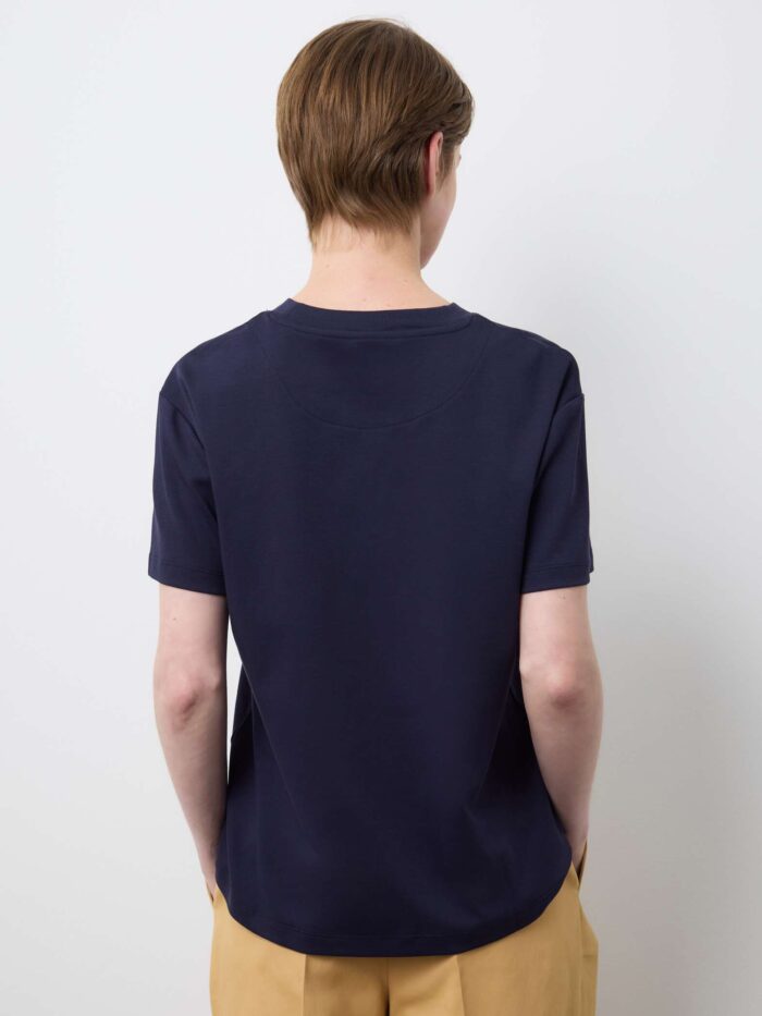 STEFANEL Regular fit pure cotton crew neck T-shirt Blue - Image 4