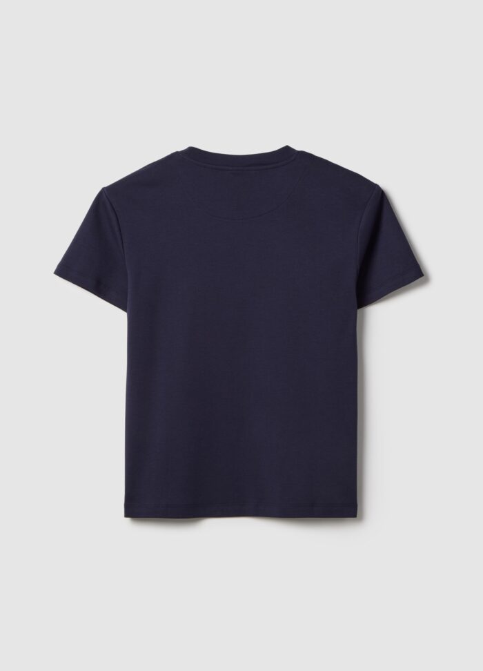 STEFANEL Regular fit pure cotton crew neck T-shirt Blue - Image 6