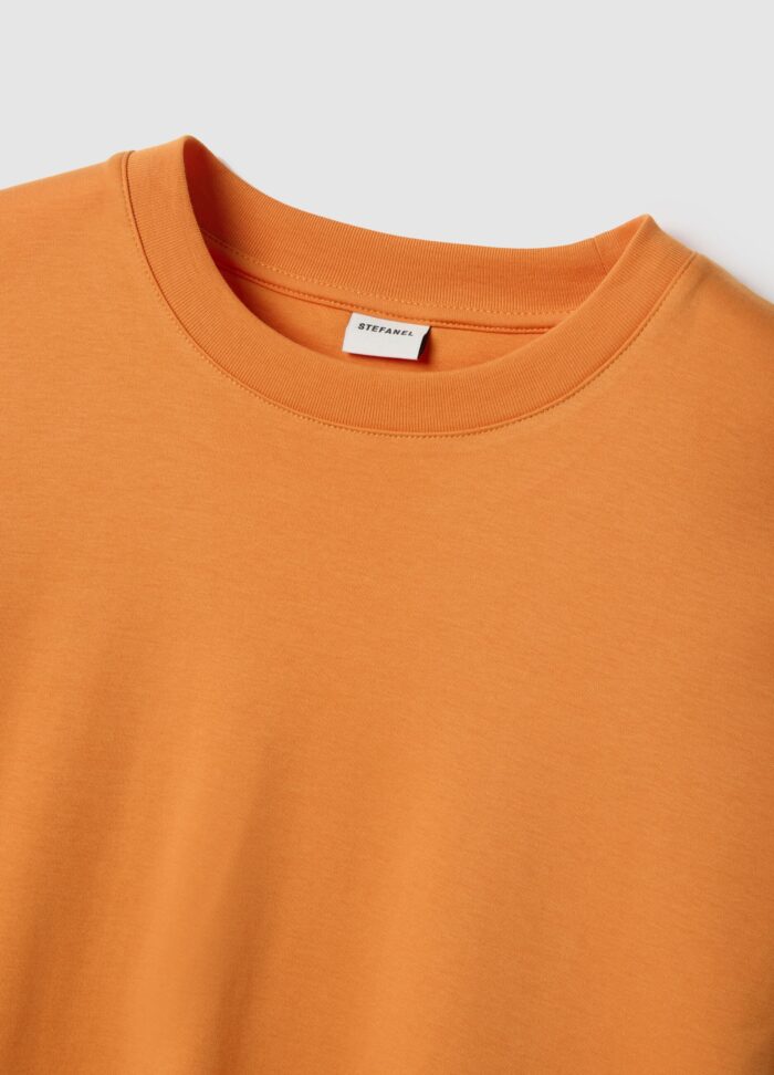 STEFANEL Regular fit pure cotton crew neck T-shirt Orange - Image 7