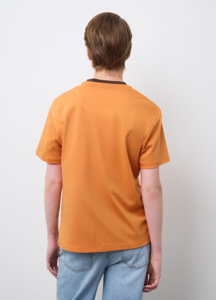 STEFANEL Regular fit pure cotton crew neck T-shirt Orange - Image 4