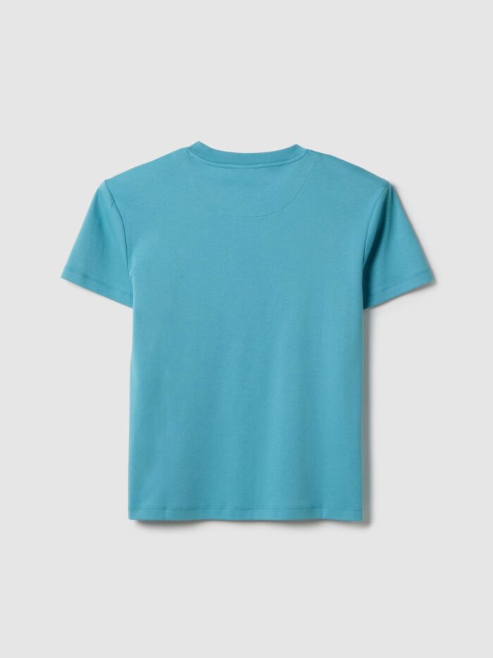 STEFANEL Regular fit pure cotton crew neck T-shirt Light blue - Image 6