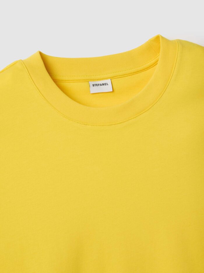STEFANEL Regular fit pure cotton crew neck T-shirt Yellow - Image 7