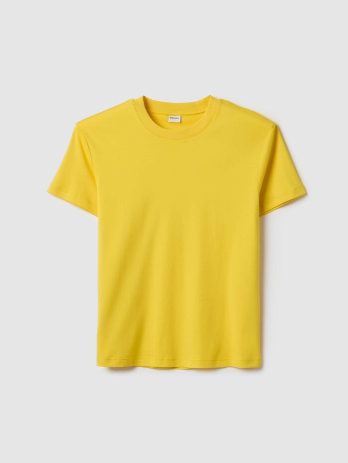 STEFANEL Regular fit pure cotton crew neck T-shirt Yellow - Image 5