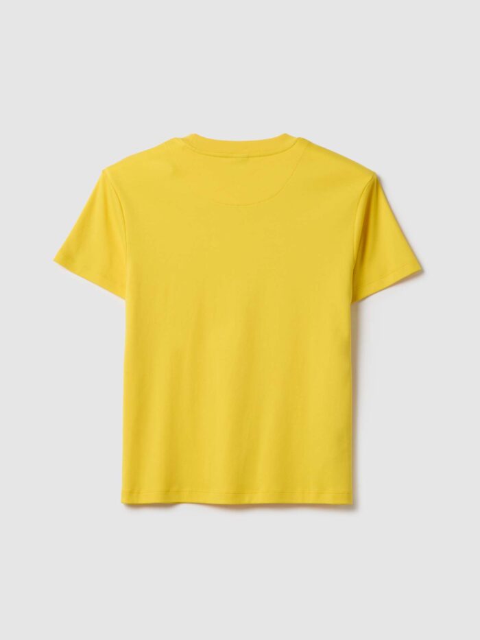 STEFANEL Regular fit pure cotton crew neck T-shirt Yellow - Image 6